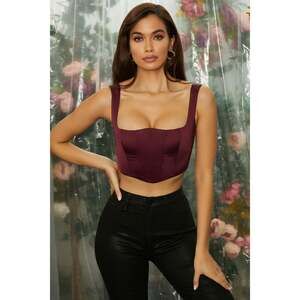 Oh Polly Curved Bust Bustier Crop Top In Wine 10